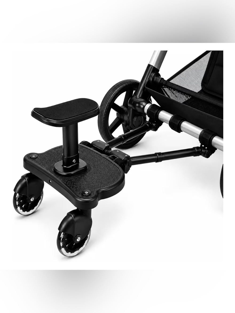 Universal Black Stroller Ride-On Board with Seat